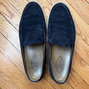Tod's Blue Suede Slip-On Driving Loafers
